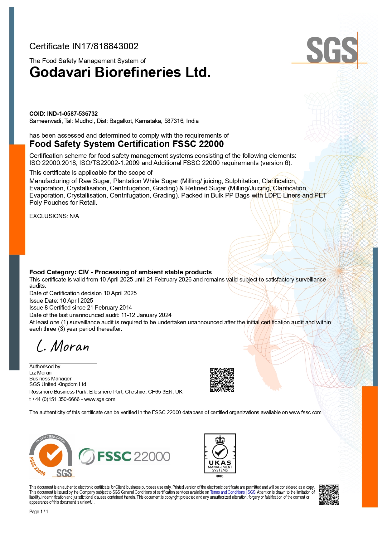 Food Certificate